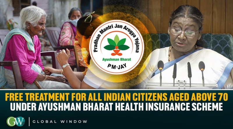 "Health insurance scheme providing 5 lakh INR annual coverage for citizens aged 70 years and above under the Ayushman Bharat Yojana."